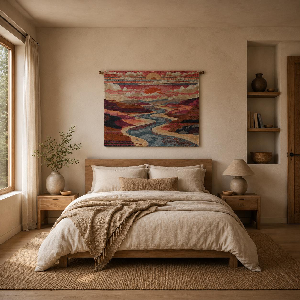 Sunset River Valley Wall Tapestry - View 4