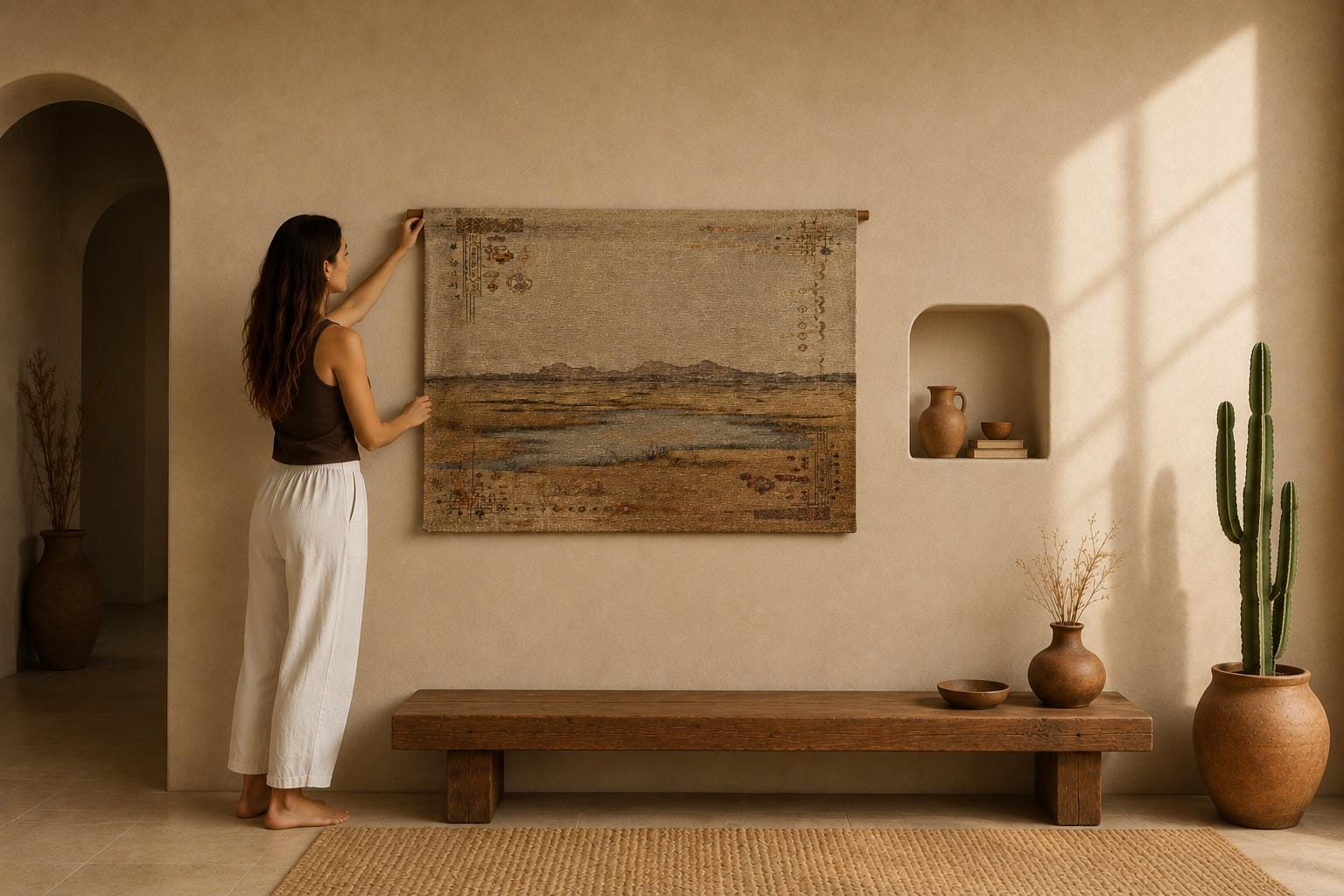 Desert Lake Landscape Wall Tapestry - View 3