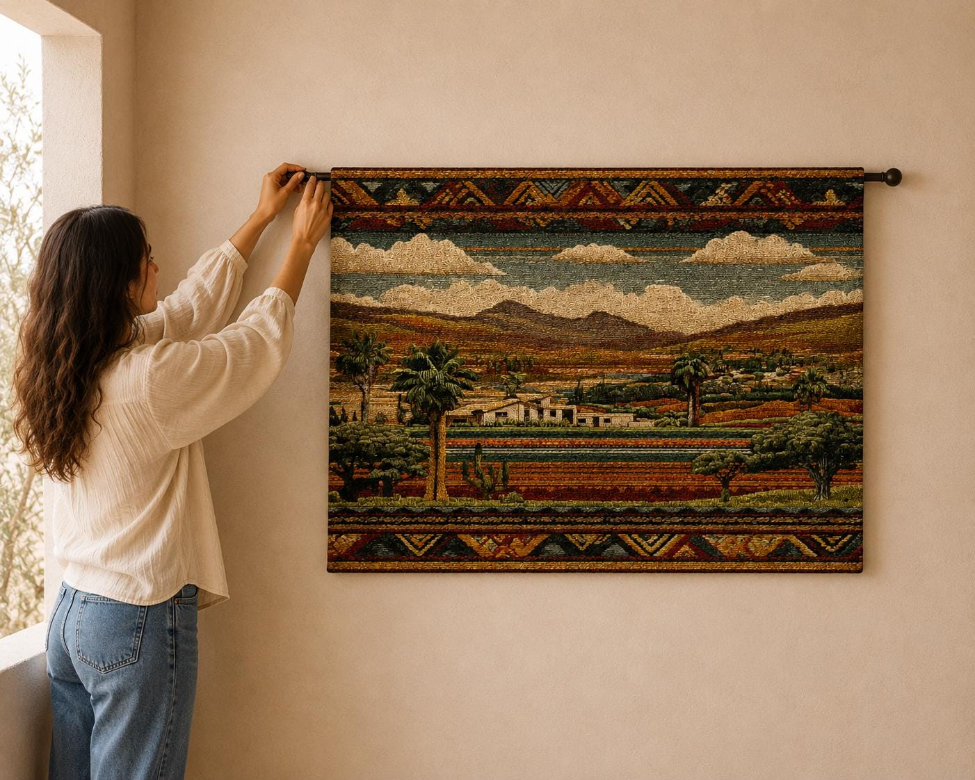 Palm Valley Landscape Wall Tapestry