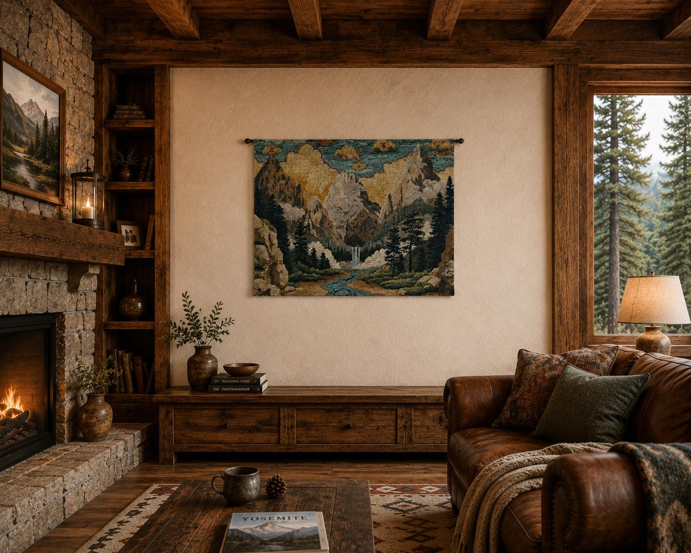 Mountain Forest Valley Wall Tapestry - View 3