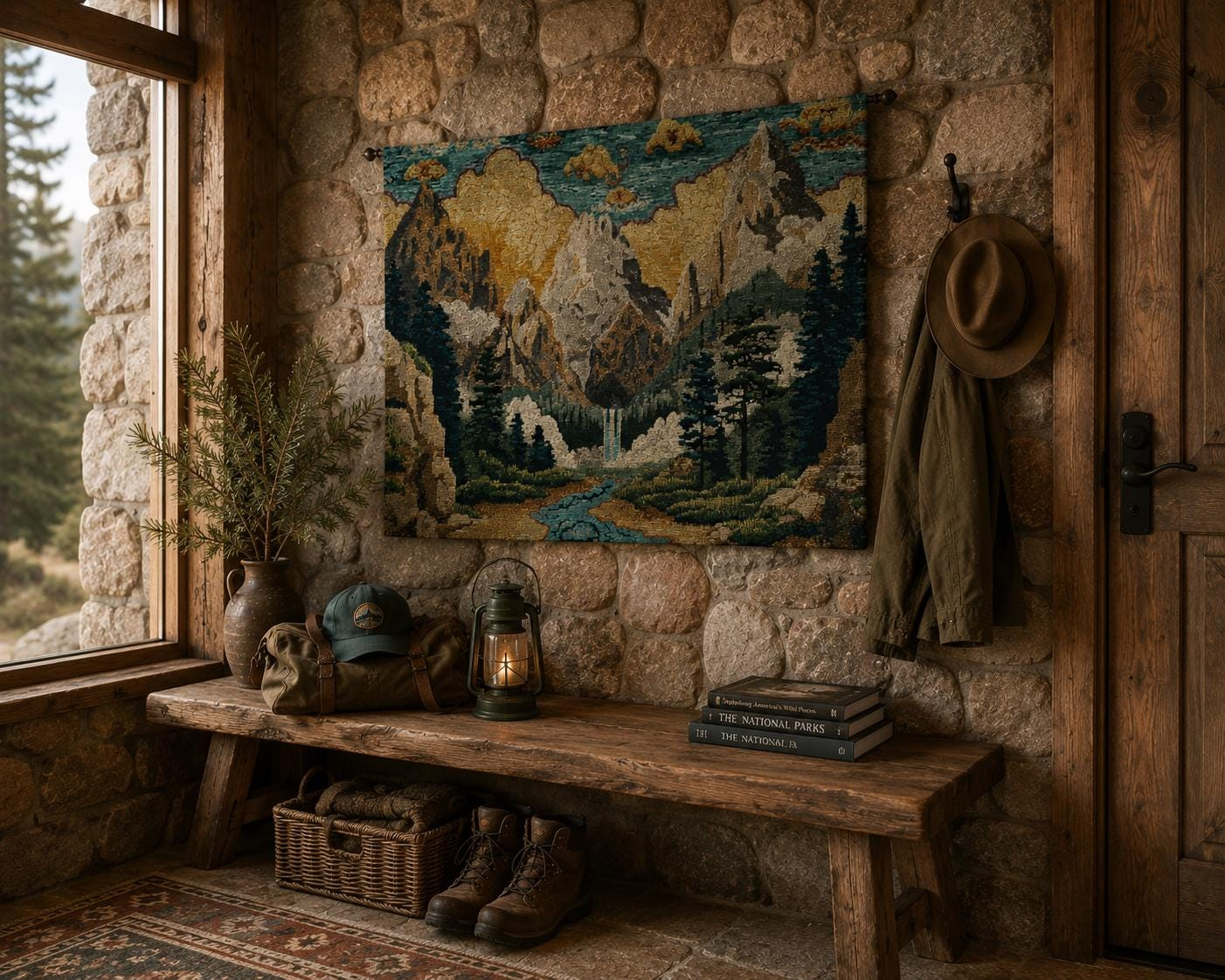 Mountain Forest Valley Wall Tapestry