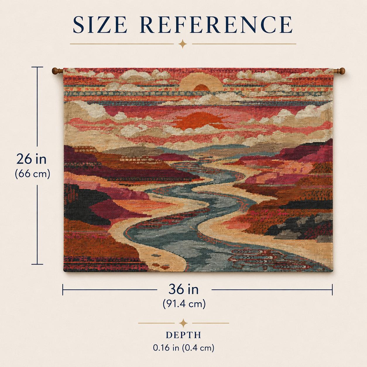 Sunset River Valley Wall Tapestry - View 2