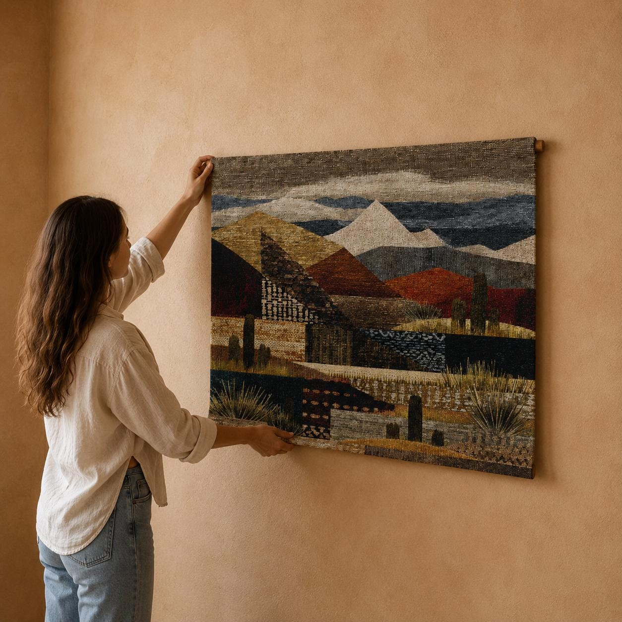 Desert Mountain Adobe Wall Tapestry - View 3