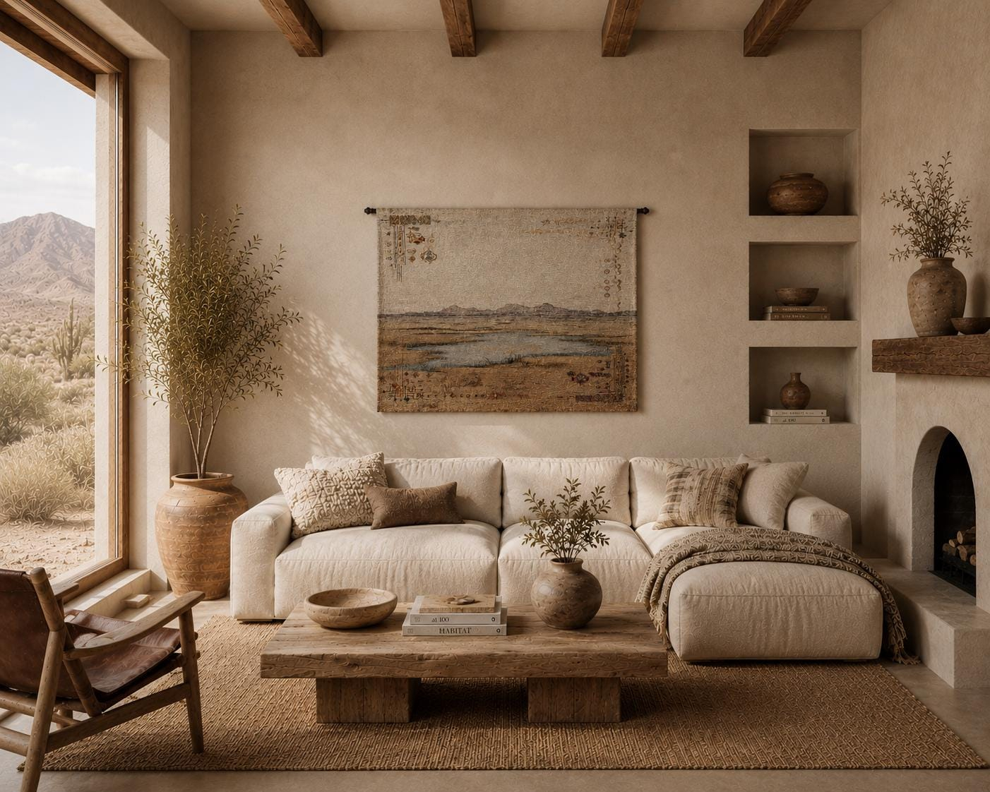 Desert Lake Landscape Wall Tapestry