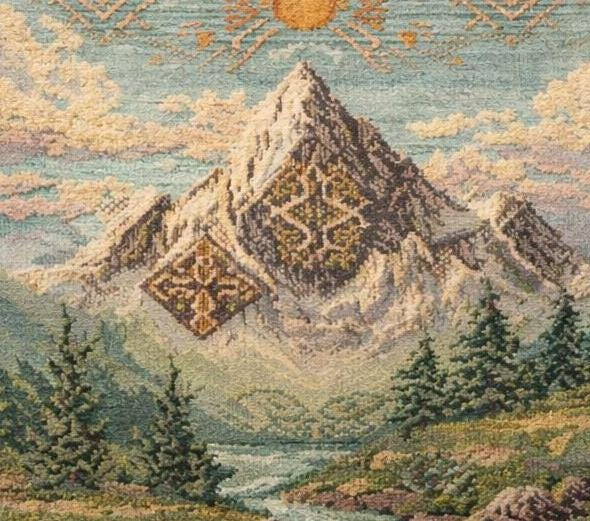 Sunlit Mountain Stream Wall Tapestry - View 4