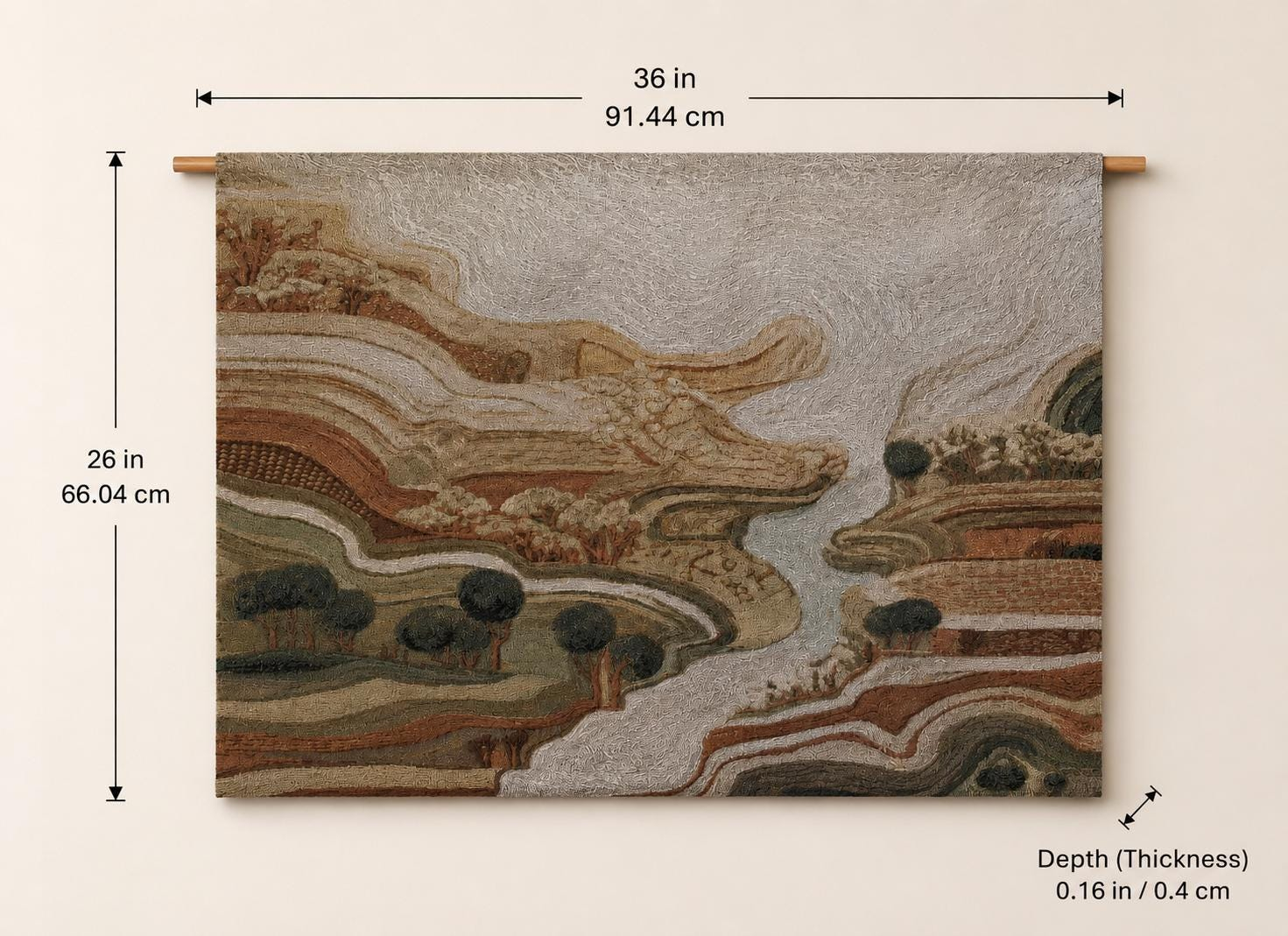 Abstract River Valley Wall Tapestry - View 2