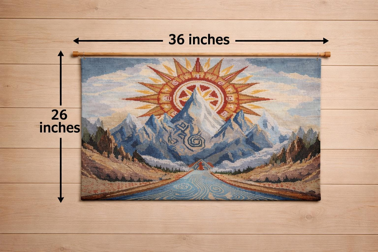 Sunrise Mountain River Wall Tapestry - View 2