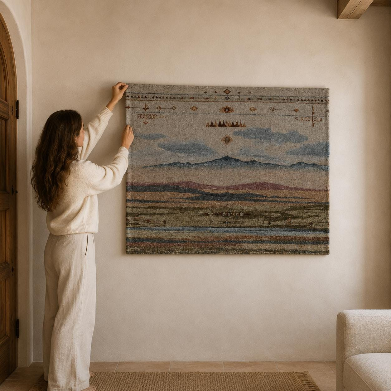 Desert Horizon Landscape Wall Tapestry - View 4