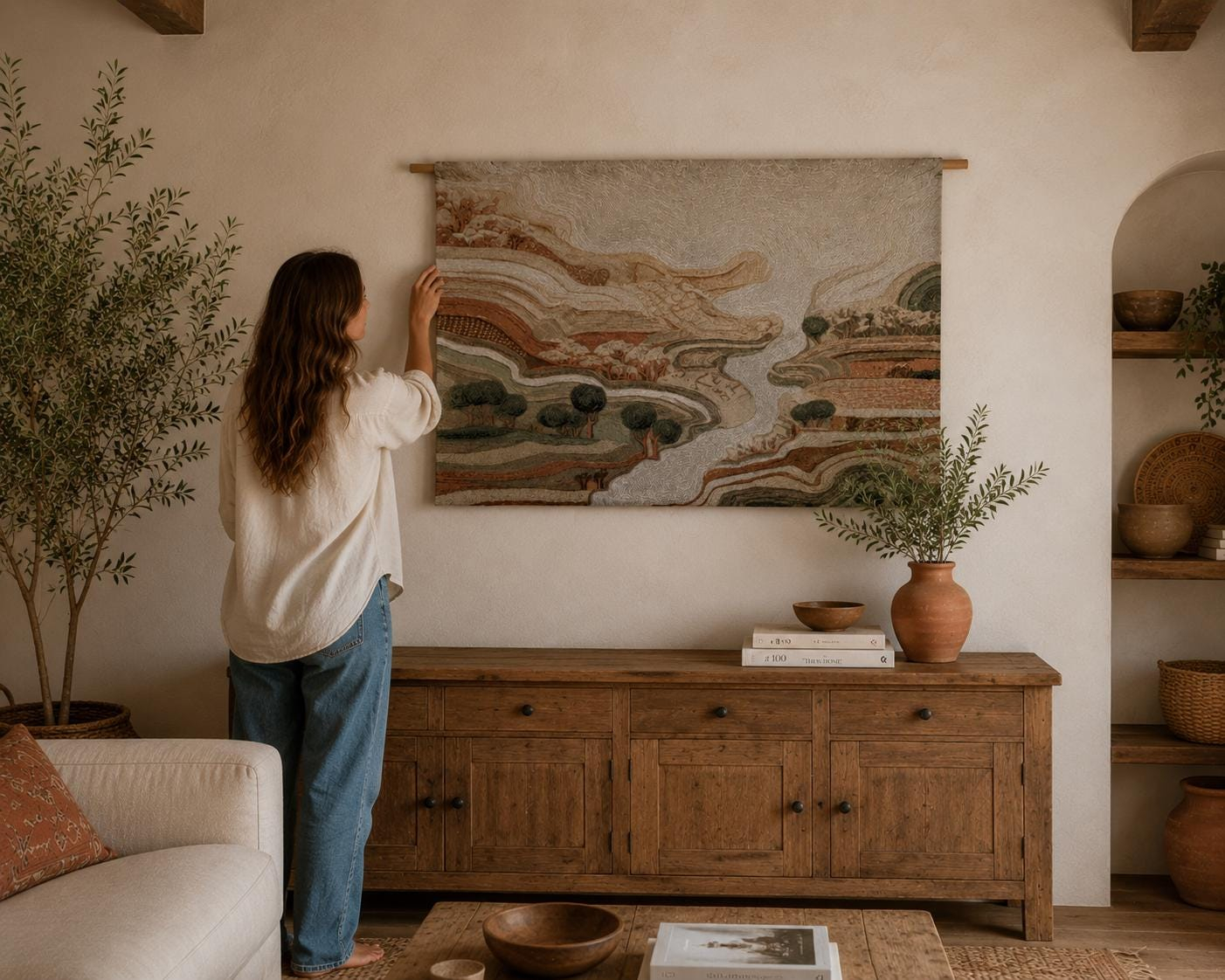 Abstract River Valley Wall Tapestry - View 3