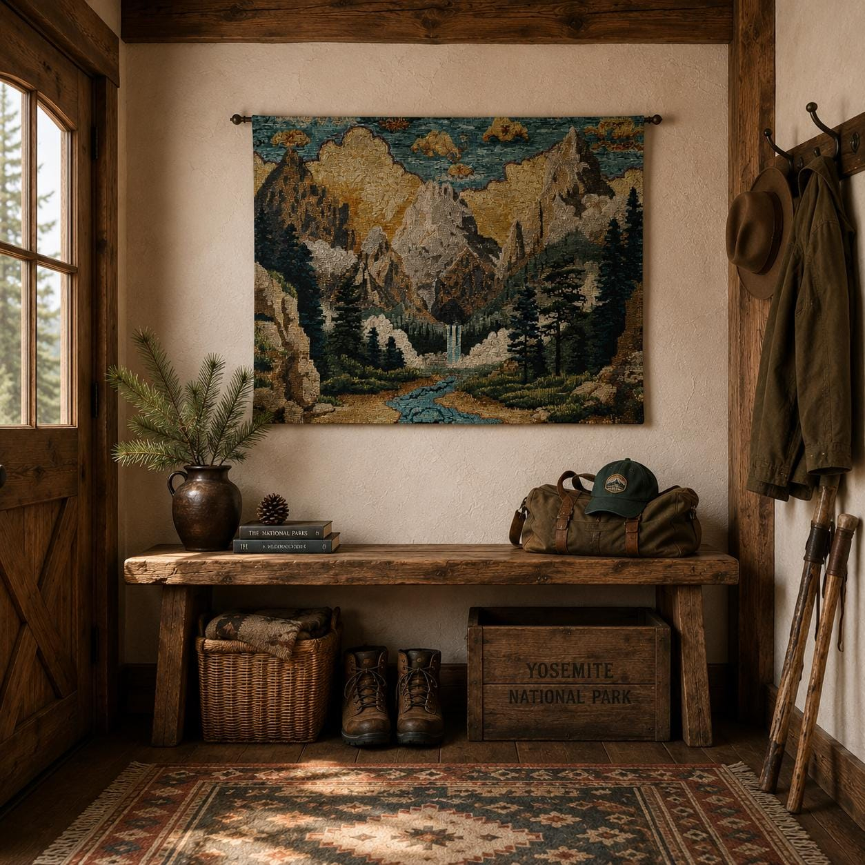 Mountain Forest Valley Wall Tapestry - View 4