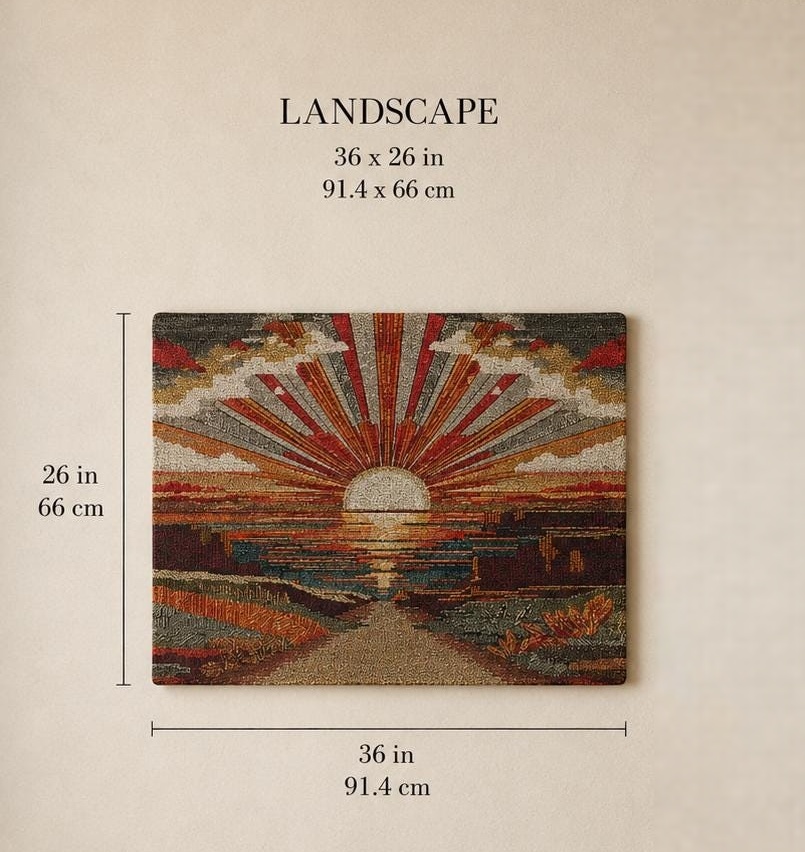 Radiant Sunset Landscape Wall Tapestry - View 2