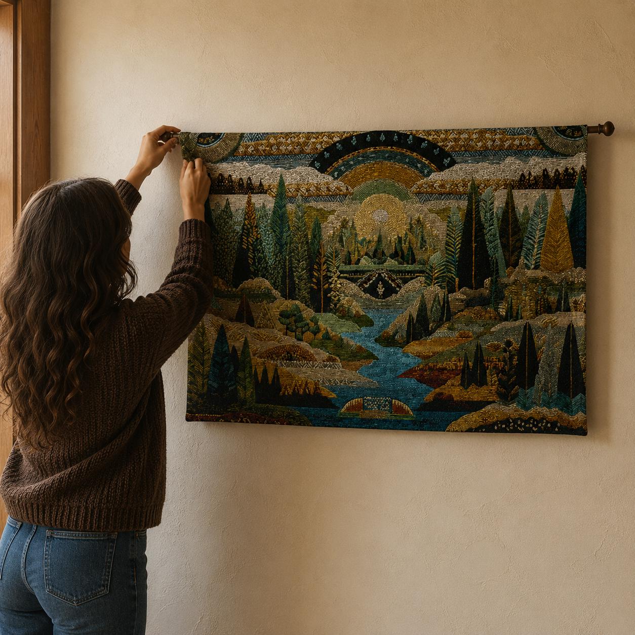 Forest River Valley Wall Tapestry - View 3