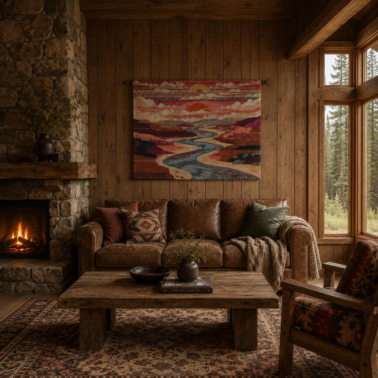 Sunset River Valley Wall Tapestry