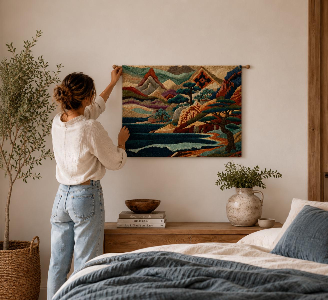 Coastal Mountain Landscape Wall Tapestry - View 4