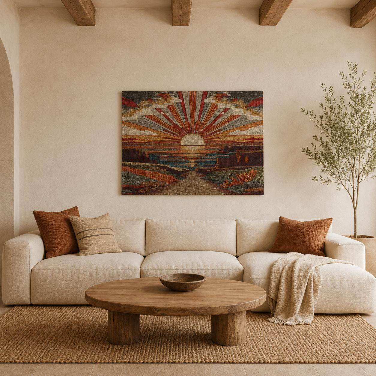 Radiant Sunset Landscape Wall Tapestry - View 5