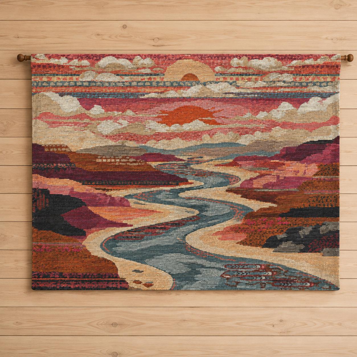 Sunset River Valley Wall Tapestry - View 3