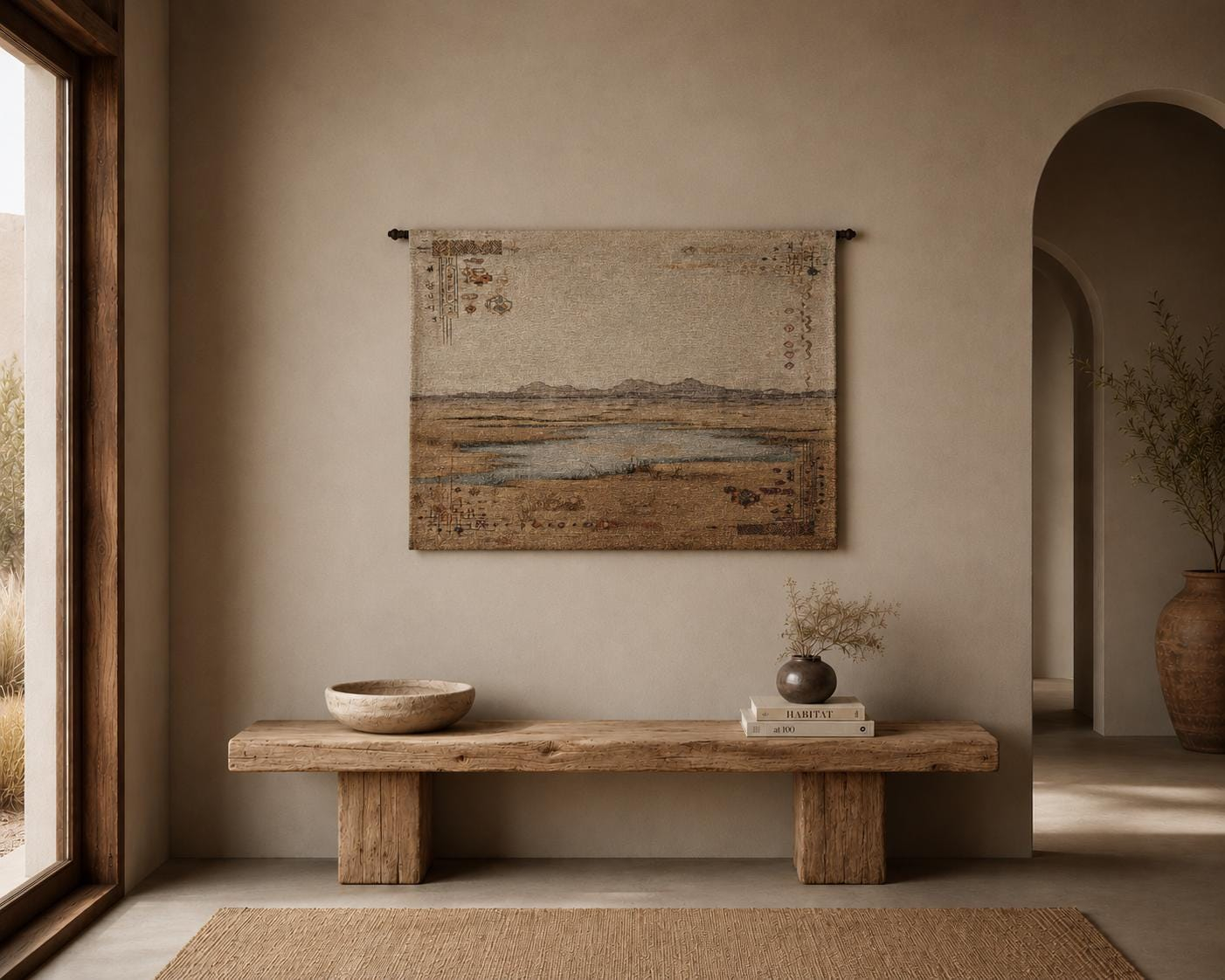 Desert Lake Landscape Wall Tapestry - View 5