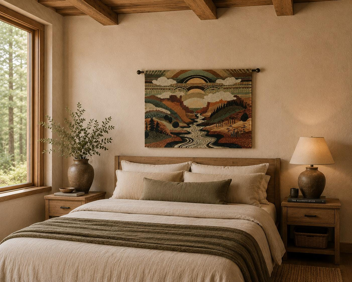 Sunset Canyon River Wall Tapestry - View 3