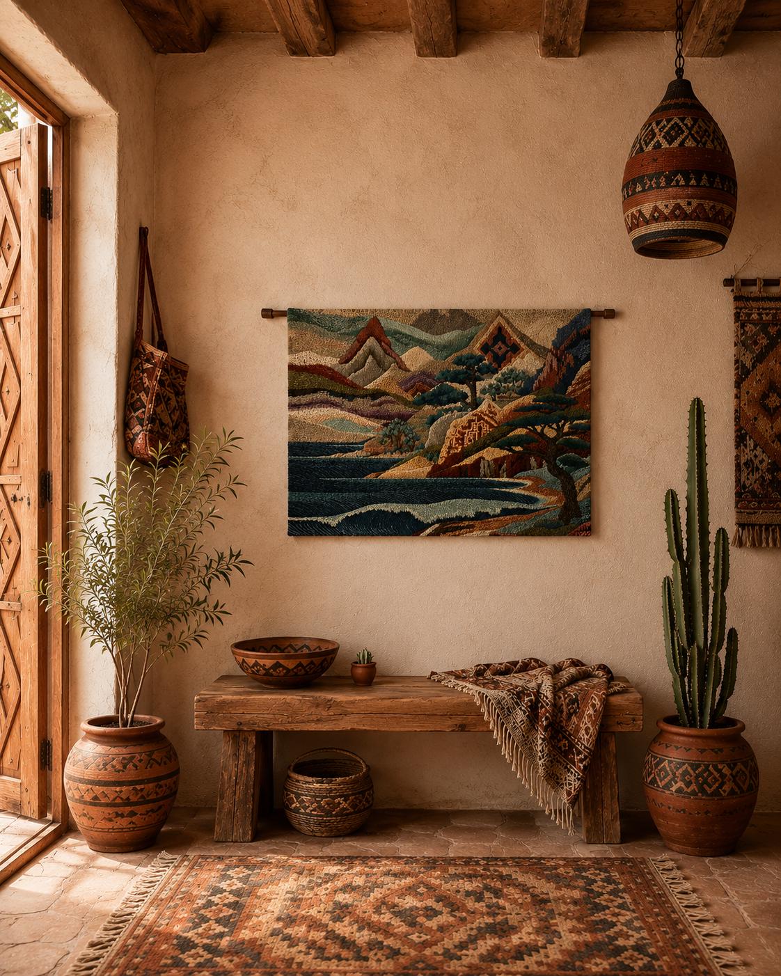 Coastal Mountain Landscape Wall Tapestry - View 5