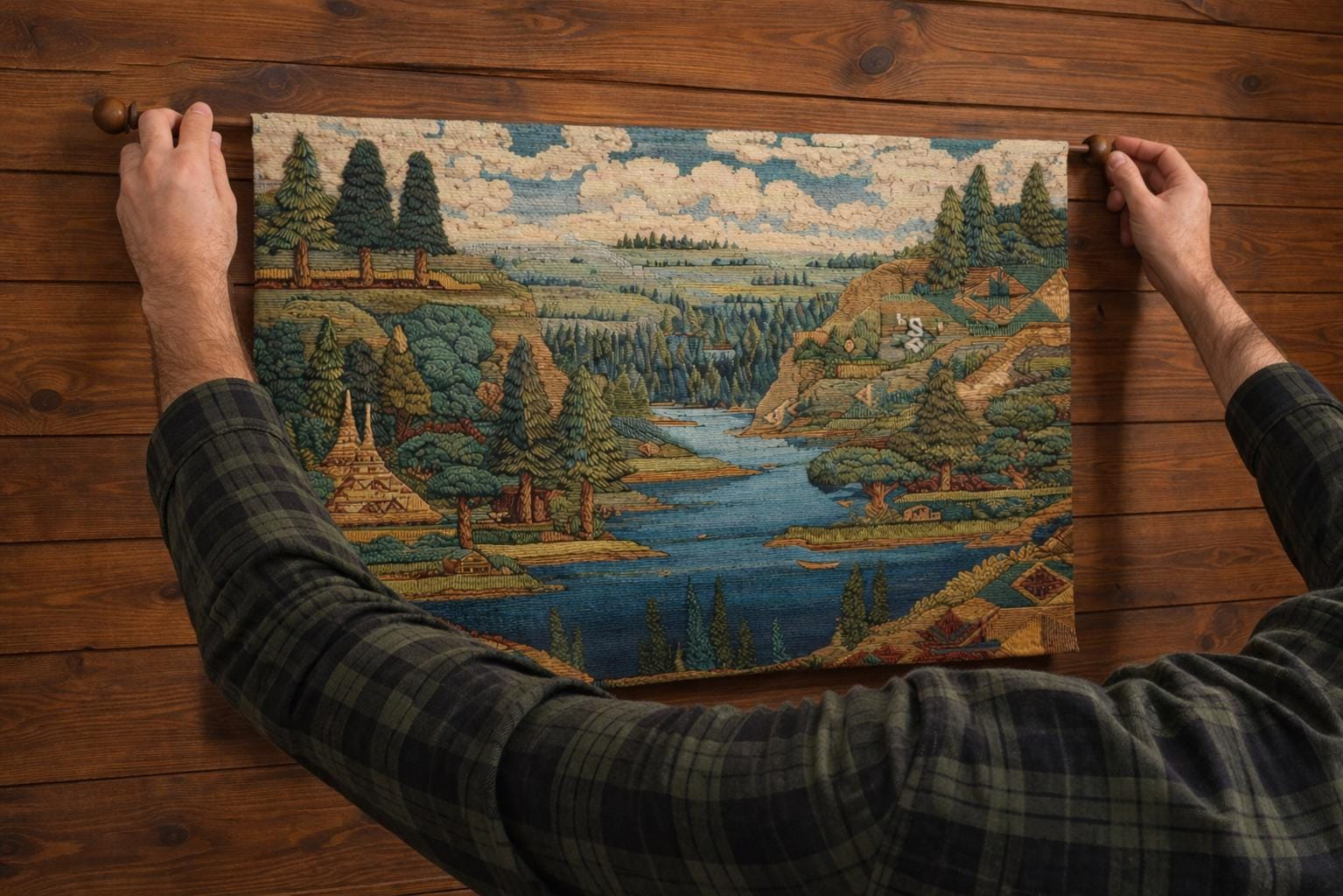 Forest Lake Valley Wall Tapestry