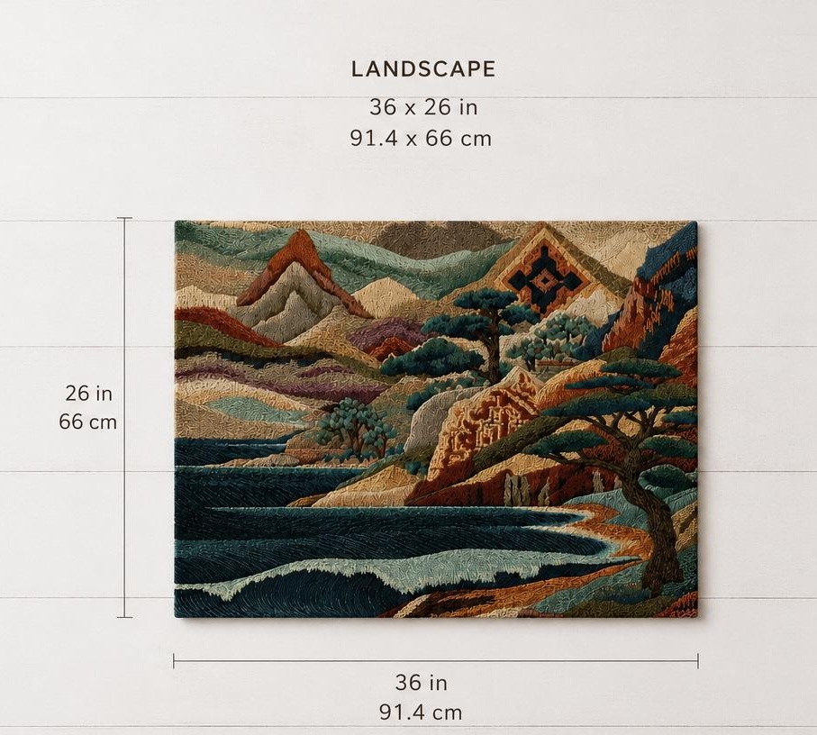 Coastal Mountain Landscape Wall Tapestry - View 2